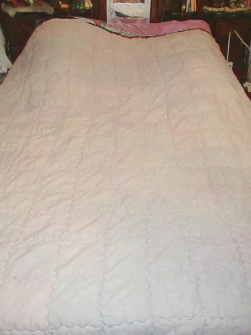 Vtg 70s Velvet Patchwork Quilt King / Cal. King Handmade Groovy Psychedelic Boho